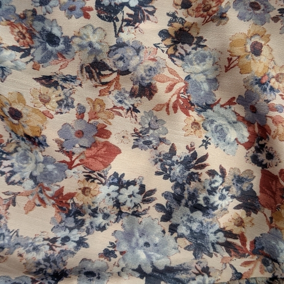 1. State Blouse V-Neck Long Sleeves Sheer Floral Peplum Waist Pink Blues M NWT - Picture 14 of 15